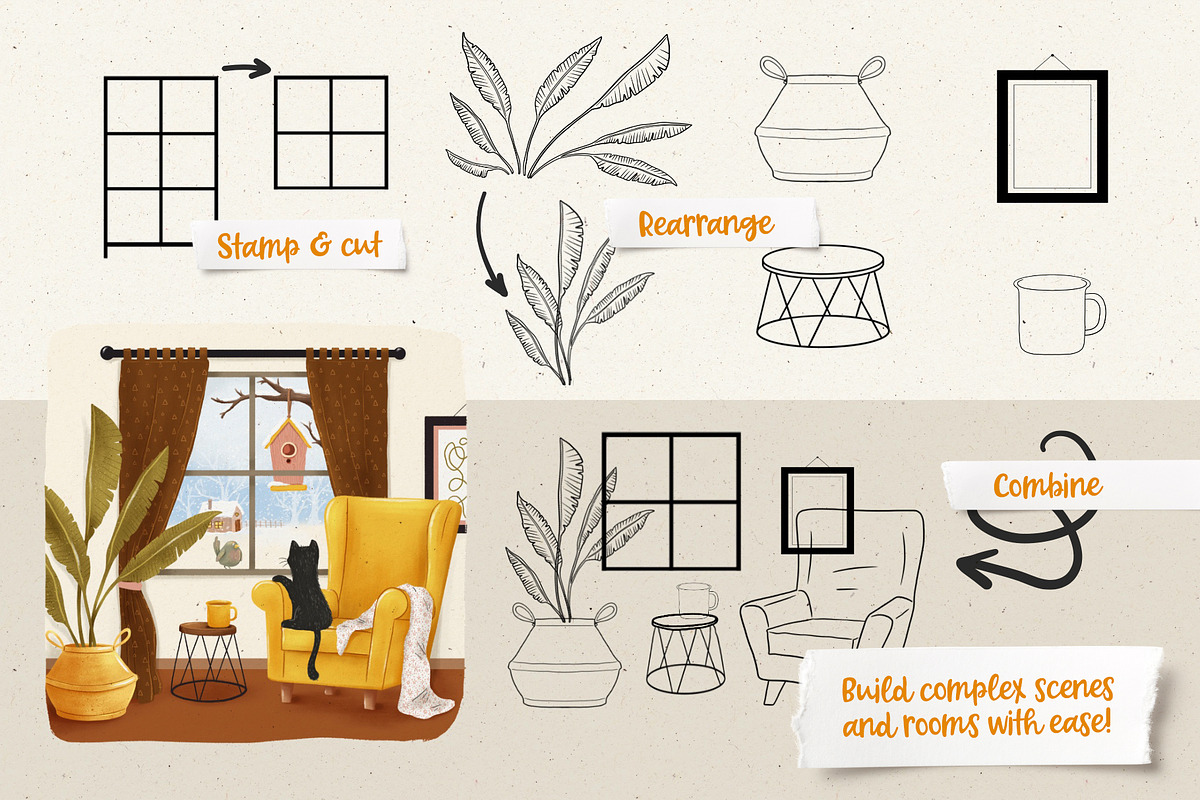 Cozy Days Stamp Set for Procreate, a Brush Add-On by PrettyLittlePigs (Photo 4 of 10)
