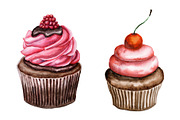 Set of watercolor cupcakes, a Food Illustration by Olha's watercolor (Thumbnail 5 of 7)