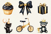 Luxury Black Kids Birthday Clipart, an Illustration by OK Design (Thumbnail 3 of 5)