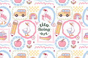 Silly Goose School Seamless Pattern, an Education Illustration by TitaLivingArt (Thumbnail 1 of 13)