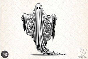 Halloween Ghost PNG, an Illustration by Libby Wishes