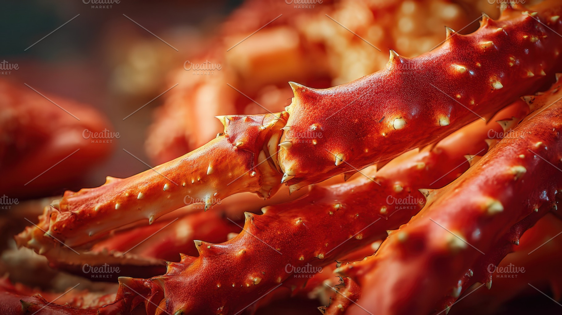 Fresh red crab legs on display, a Photo by Beautiful things