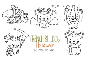 Halloween French Bulldog Coloring