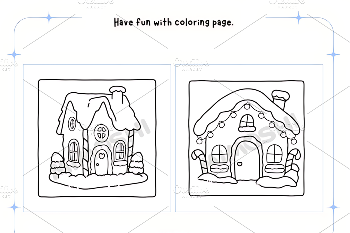 Gingerbread House Coloring Pages, a Seasonal Illustration by Design Station (Photo 3 of 4)