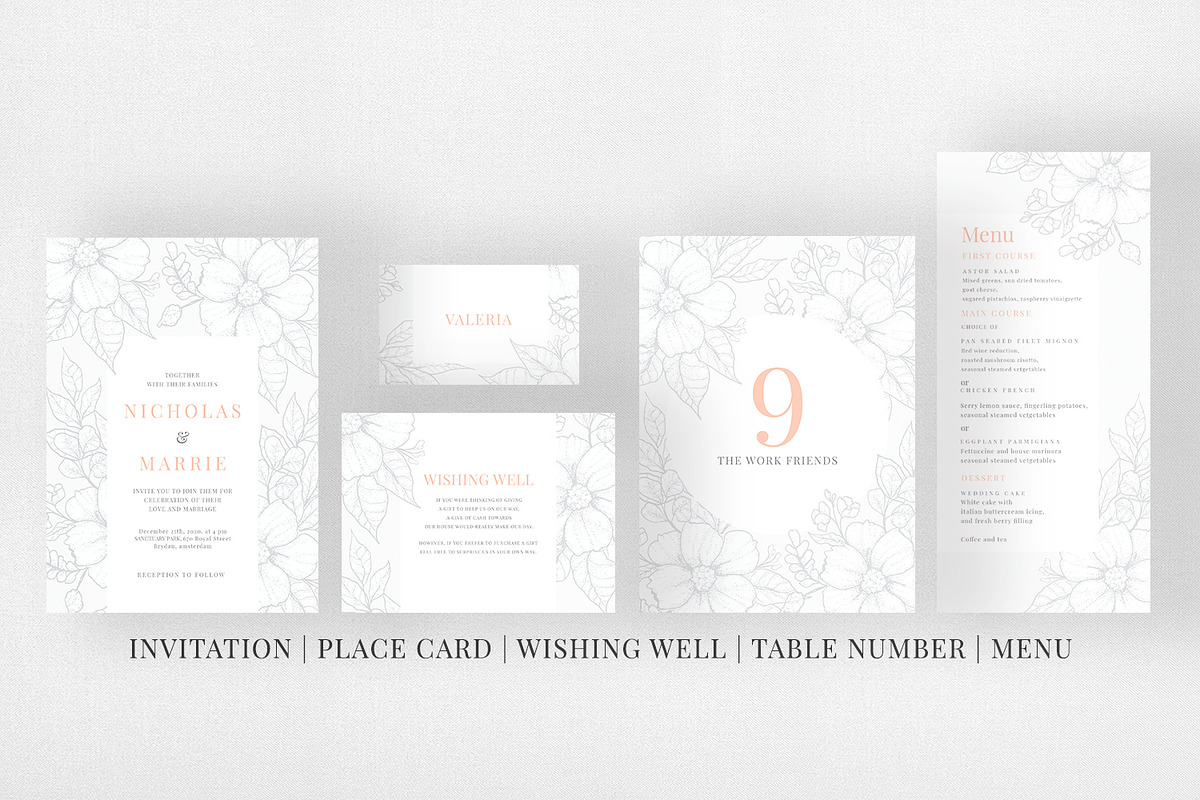 Modern Sketch Botanical Wedding Set, an Invitation Template by Azka Creative (Photo 5 of 5)
