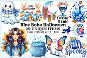 Blue Boho Halloween Sublimation PNG, an Illustration by Craft Nest (Thumbnail 1 of 9)