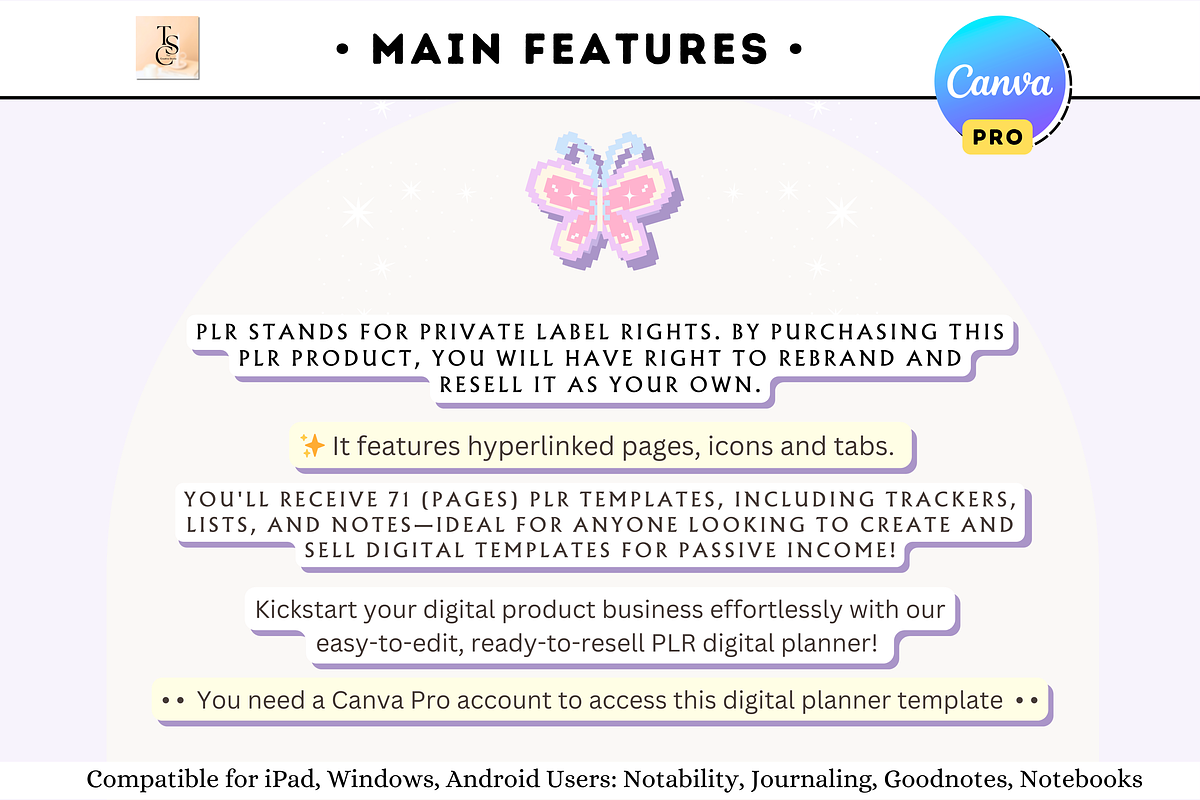 PLR Resell Pink Digital Planner, a Stationery Template by Tas Creative Studio (Photo 5 of 13)