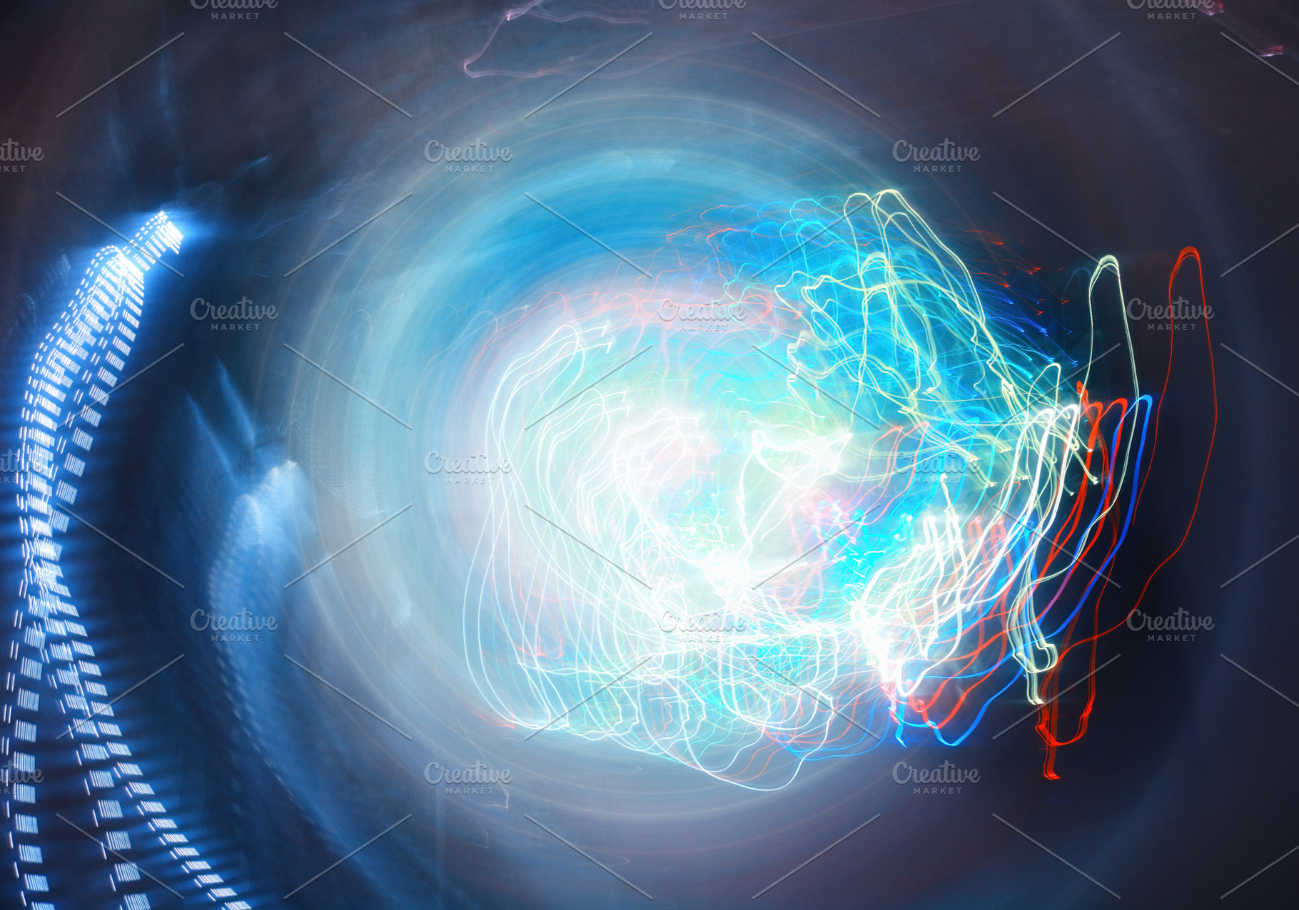 Neon light swirl traces abstract background, an Abstract Photo by RETROWAVE '88
