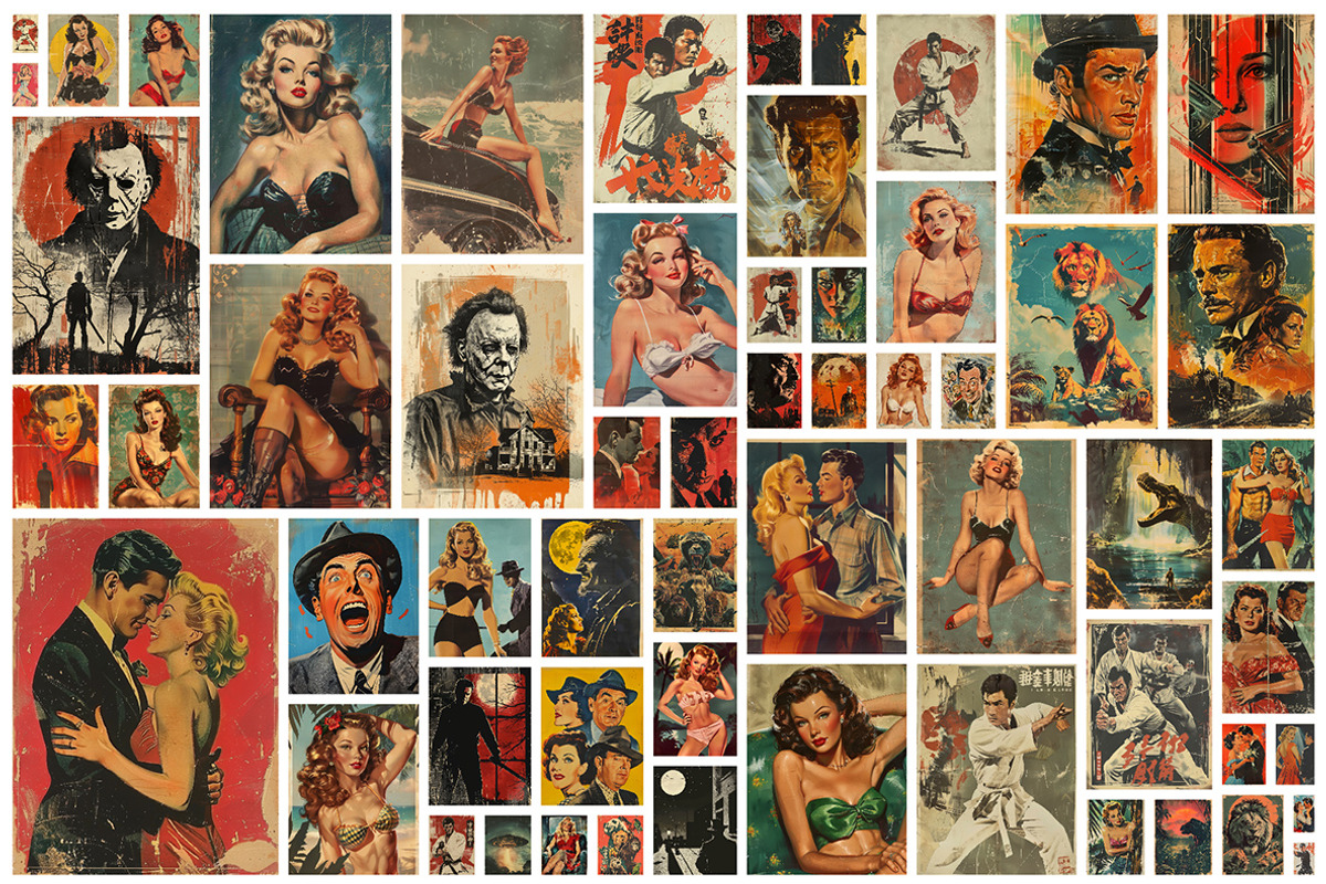 209 Vintage movie posters, a Person Illustration by Handmadefont (Photo 6 of 11)