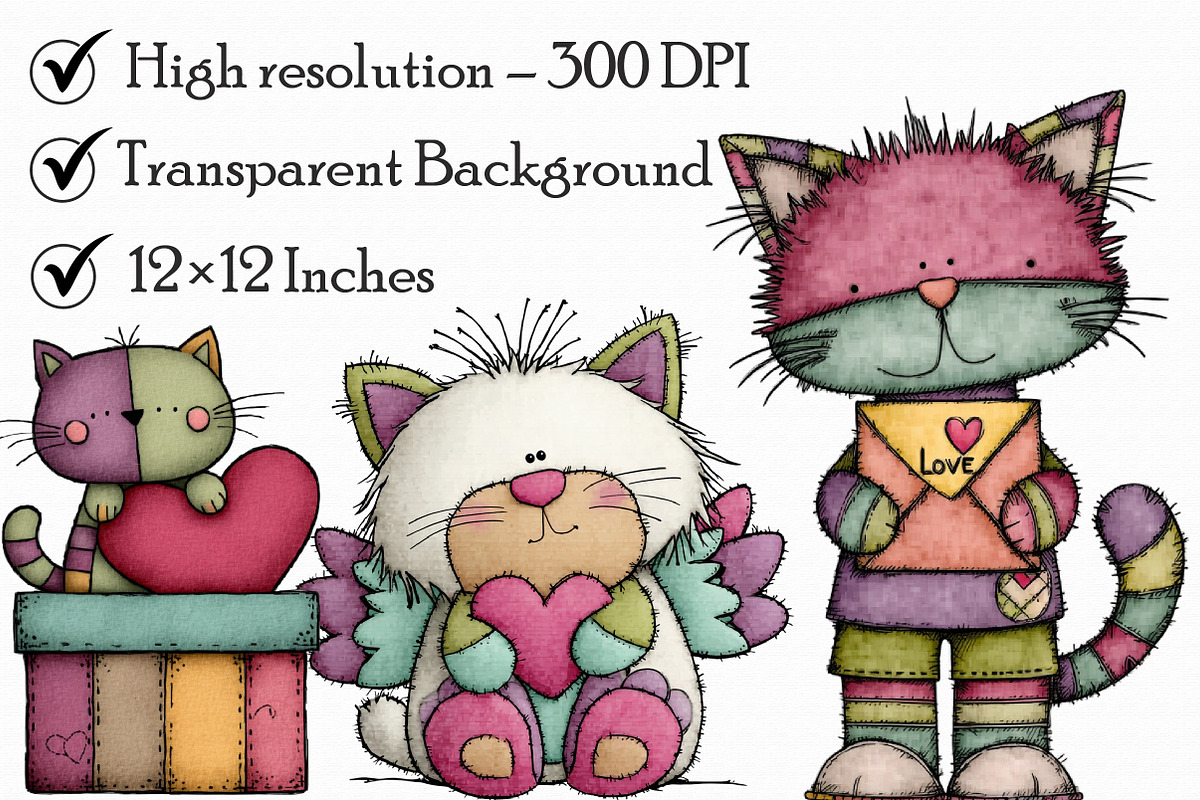 Whimsical Valentine’s Day Cat Clipar, an Illustration by Libby Wishes (Photo 3 of 7)