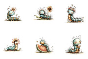 Summer Caterpillar Clipart PNG, a Seasonal Illustration by CreationArt (Thumbnail 2 of 5)
