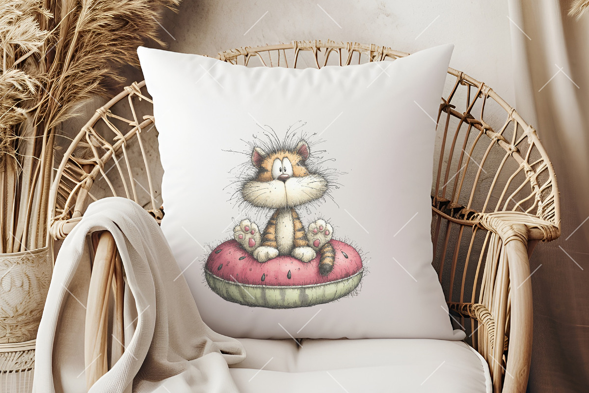 Whimsical Summer Cat Clipart, an Illustration by OK Design (Photo 5 of 6)