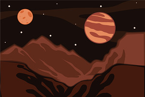 mars planet view landscape vector, a Decorative Illustration by zyxroun shop