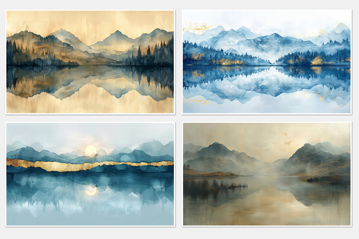 Watercolor mountain wallpaper, a Wallpaper Graphic by DamonYang's shop (Photo 6 of 7)