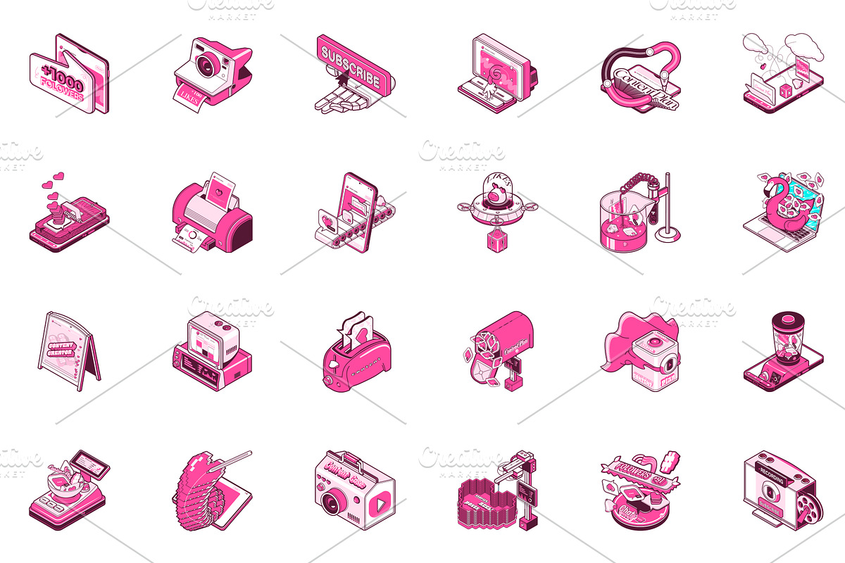 Content Creation Isometric Icons, an Icon by alexdndz