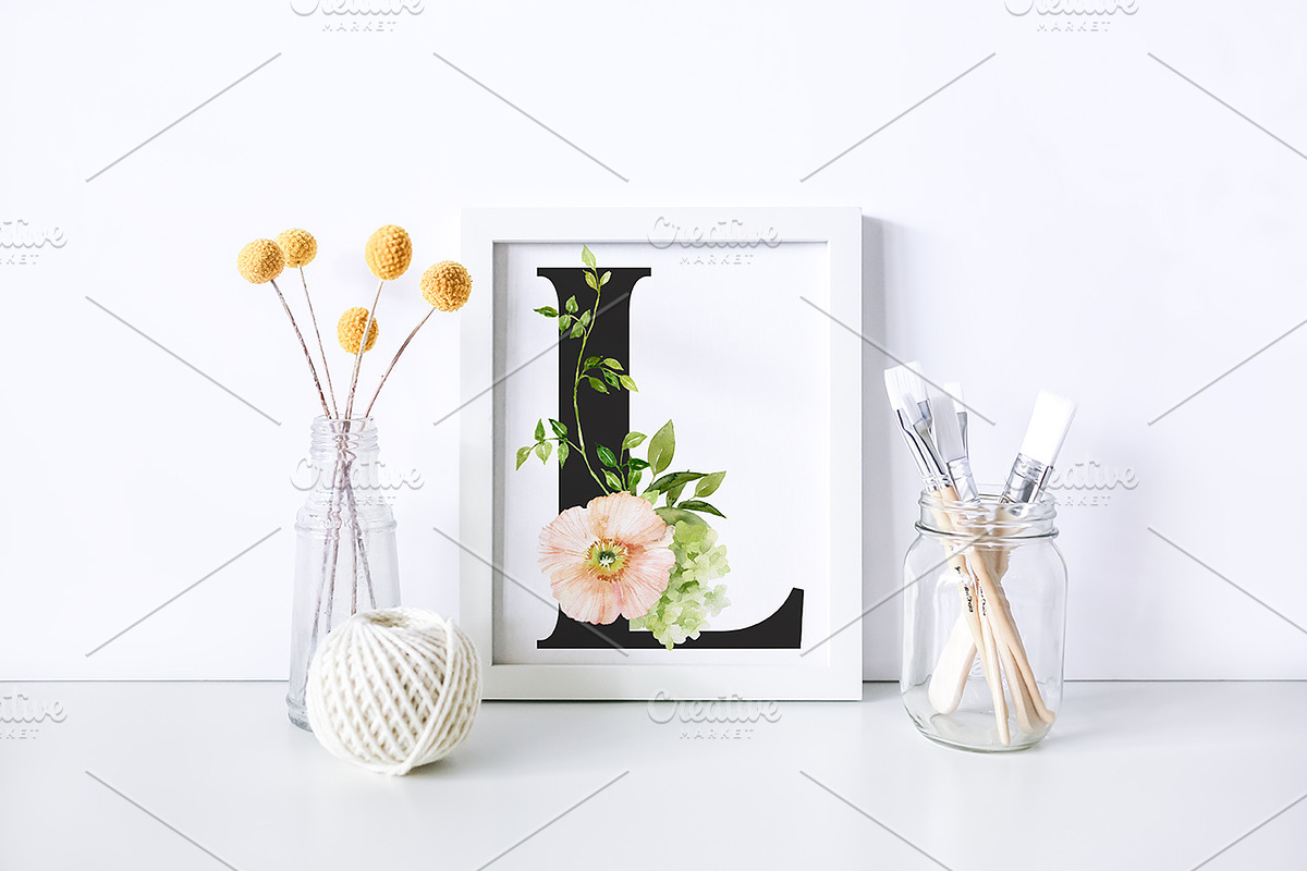Paint Brush White Frame Mockup, a Print Template by SunnyTangerine Stock (Photo 3 of 4)