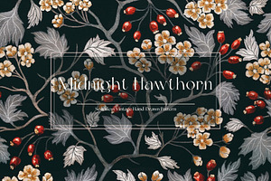 Midnight Hawthorn Vintage Pattern