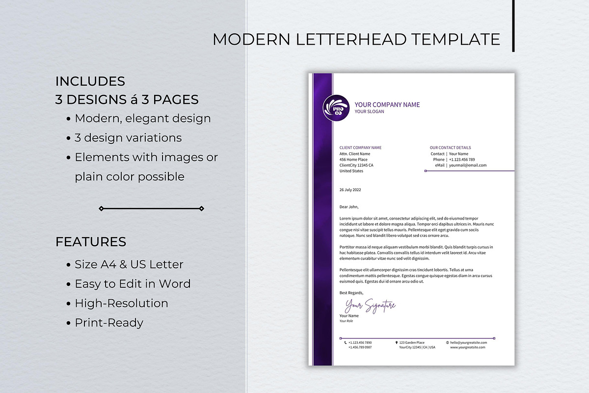 Letterhead Template Bundle - MS Word, a Stationery Template by B2 Studio (Photo 2 of 10)