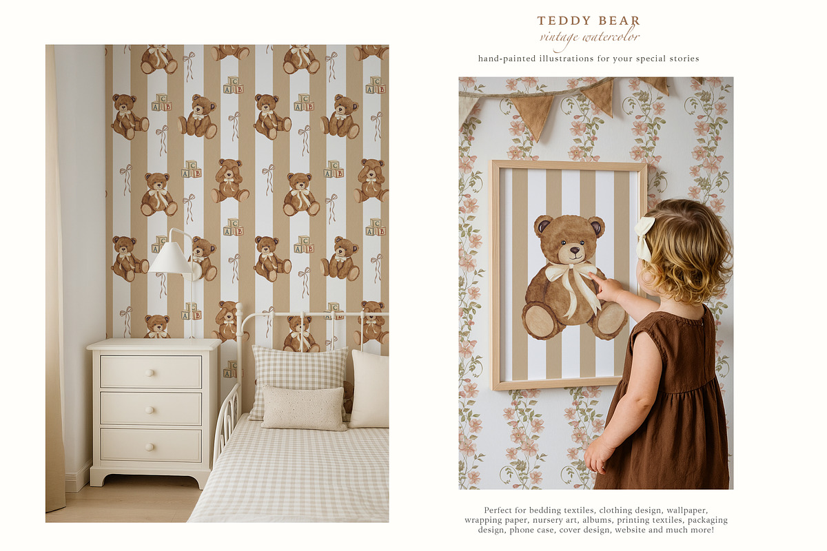 Teddy Bear. Vintage Watercolor, an Animal Illustration by Ooh Lily (Photo 5 of 19)