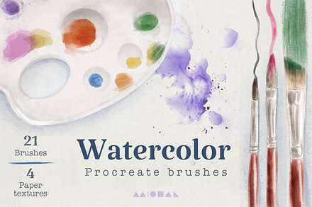 Watercolor Procreate Brushes, a Brush Add-On by Michal Design