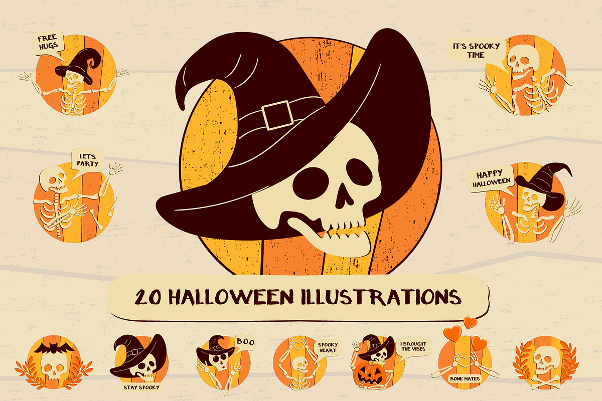 Retro Halloween Illustrations, an Object Graphic by Zim Varezhkin (Photo 1 of 5)