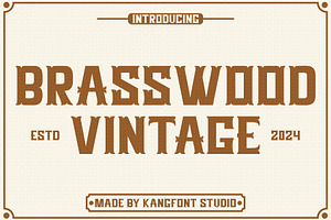 Brasswood - Vintage Font Free 5 Logo, a Script Font by kangfont Studio
