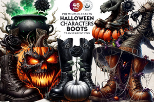 Halloween Character Boots Cliparts, a Seasonal Illustration by ThatsDesignArt