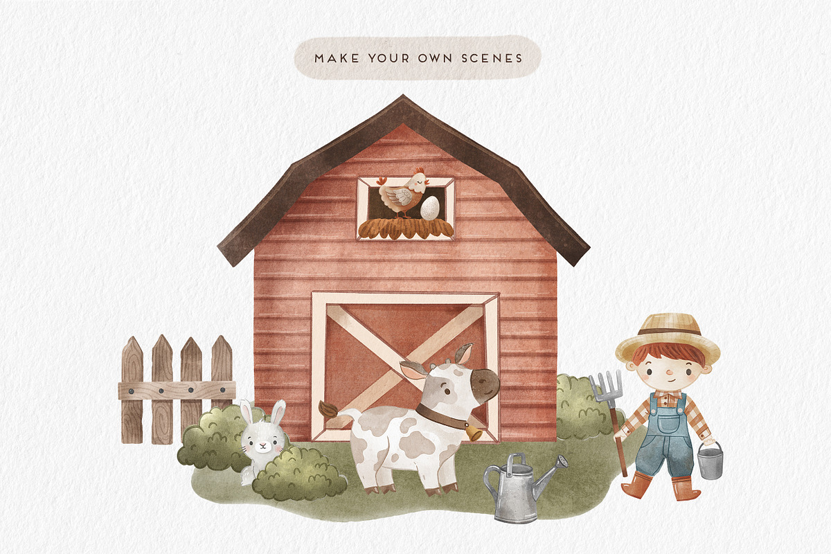 Cute Farm Watercolor Clipart, an Animal Illustration by Point and Poem (Photo 3 of 5)