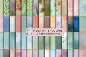 Mega Watercolor Background Pack