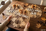 Welcome Fall Door Sign SVG Bundle, a Decorative Illustration by svgocean (Thumbnail 2 of 11)