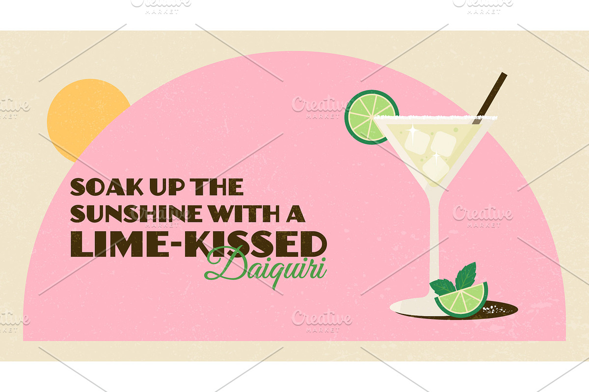10 Summer Retro Cocktail Banners, a Seasonal Illustration by Soulprint Mercury (Photo 6 of 12)