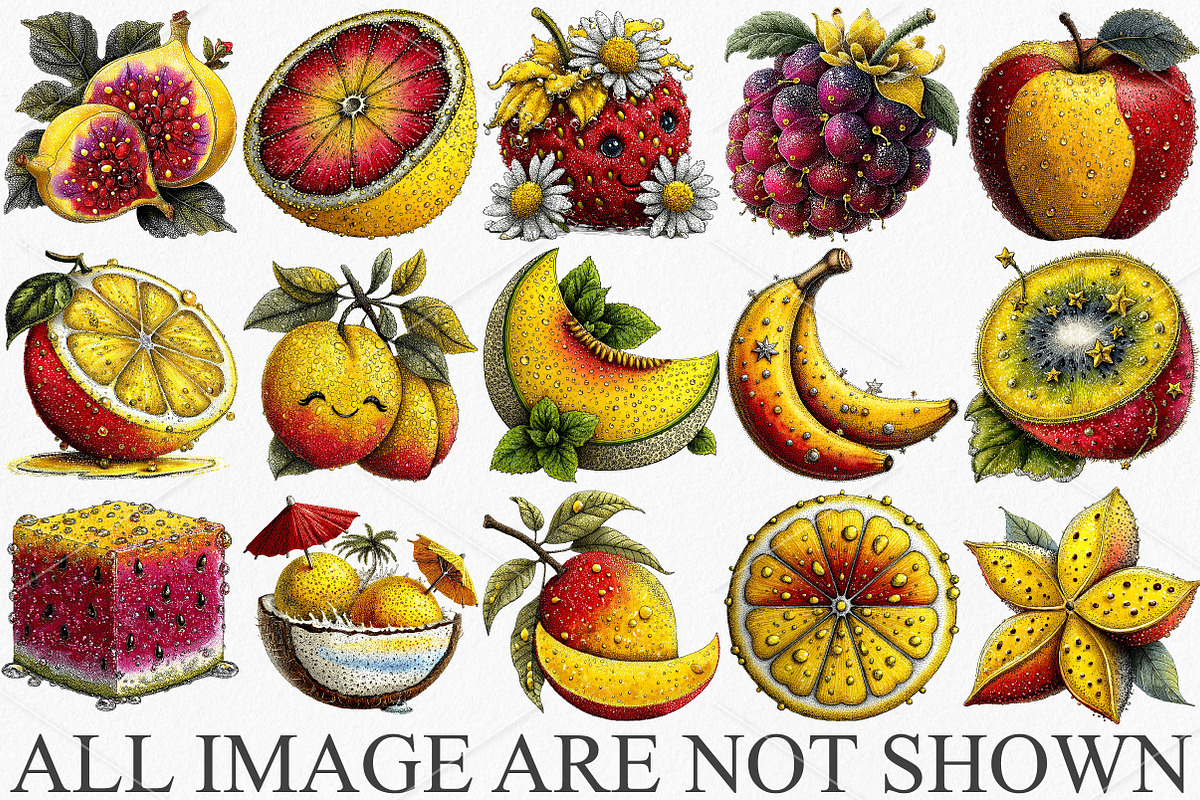 Whimsical Summer Fruits Clipart PNG, an Illustration by Canvas Craft (Photo 3 of 7)