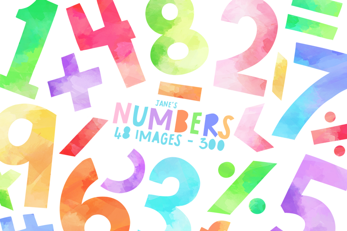Watercolor Numbers Clipart, an Education Illustration by DigitalArtsi