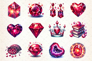 Burgundy Crystals and Gems Clipart, an Illustration by Dream Creation (Thumbnail 2 of 4)