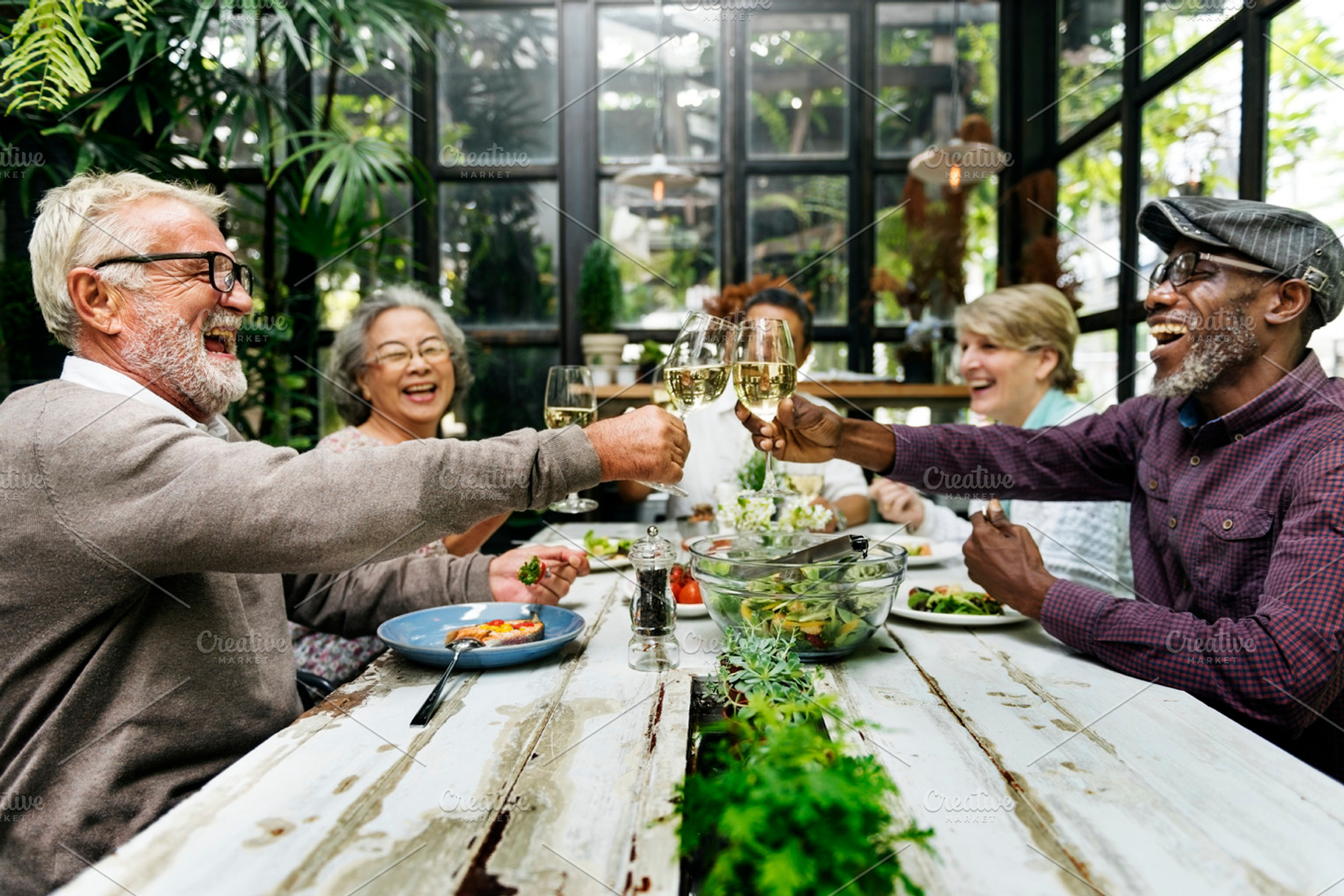 Group of senior stock photo containing buddies and cafe, a Person Photo by rawpixel