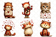 Whimsical Valentine Cat Clipart, an Illustration by Black Bird Studio (Thumbnail 3 of 6)