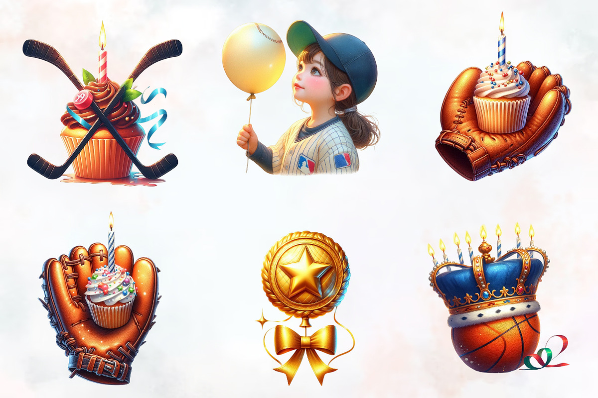 Sports Birthday Watercolor Clipart, an Illustration by RobertsArt (Photo 5 of 8)