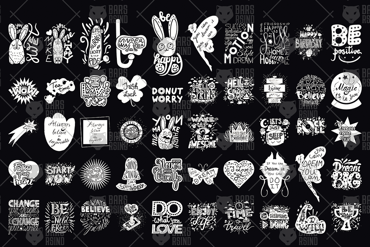 95% OFF 50 Positive Handdrawn Quotes, an Animal Illustration by barsrsind (Photo 9 of 9)