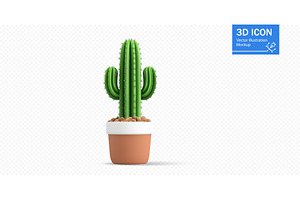 Bright green cactus in a modern pot, an Object Illustration by ZinetroN