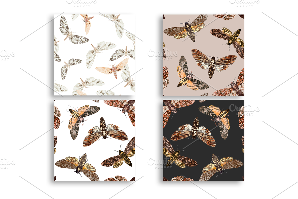 Night Moth. Watercolor Patterns, a Pattern Graphic by NKTKNS (Photo 2 of 7)