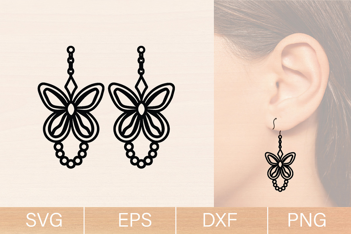 Butterfly Earrings Laser Cut Bundle, an Object Graphic by jannatulpakhi (Photo 5 of 8)