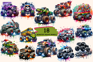 Monster Trucks Sublimation Bundle