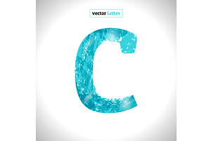 Grunge Vector Symbol C. Font Blue