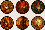 Round Fall Gnome Stained Glass Clipa, an Illustration by SVGArt (Thumbnail 7 of 8)