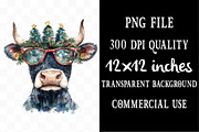Funny Christmas Cow Clipart Bundle, an Illustration by Designking (Thumbnail 4 of 5)