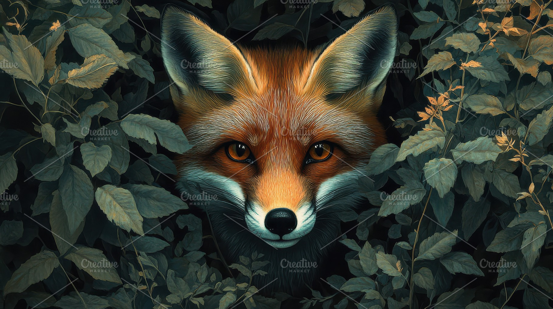 Fox Portrait: A striking close-up of, an Animal Photo by Pixeness Studio