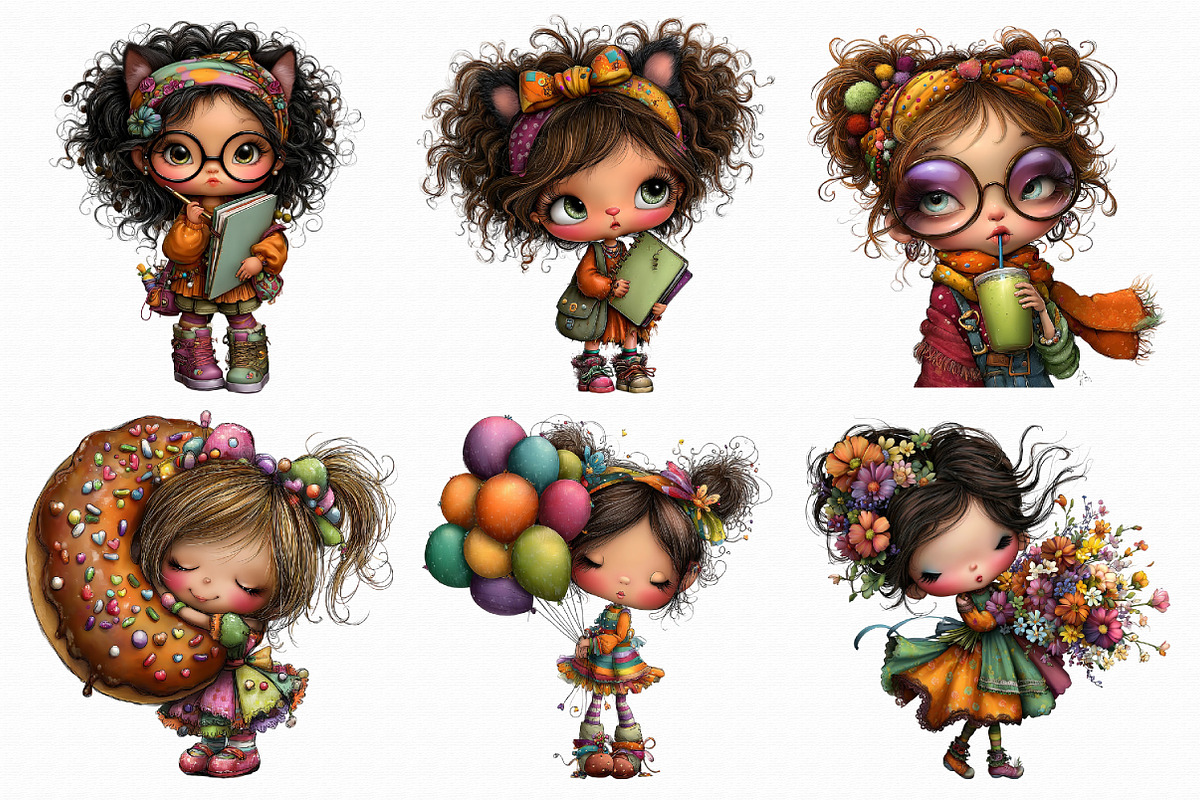 Quirky Girl Clipart, an Illustration by Libby Wishes (Photo 7 of 8)