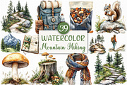 Watercolor Mountain Hiking Clipart, an Illustration by Craft Nest (Thumbnail 1 of 6)