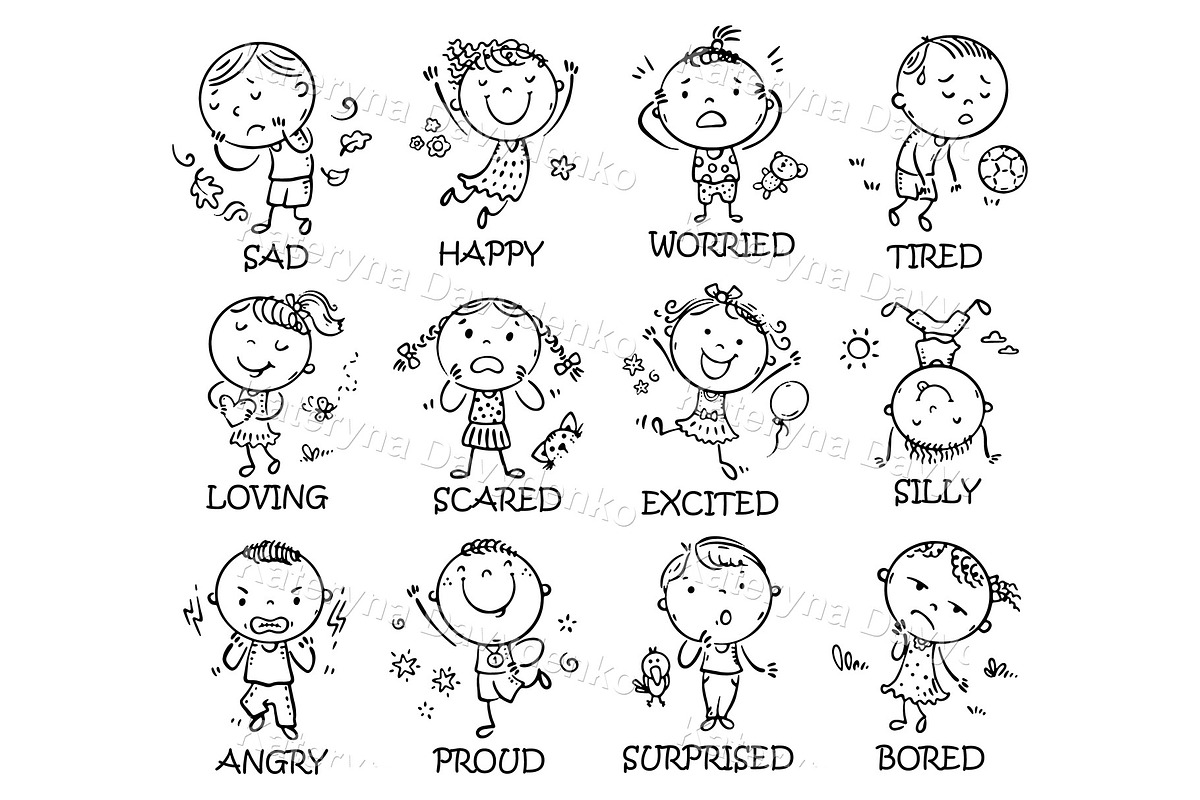 Kids emotions clipart feeling poster, an Education Illustration by Bubert Art (Photo 2 of 8)