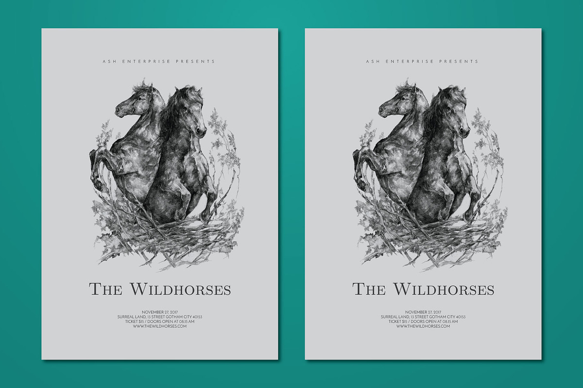 Elegant Hand Drawn Horses Flyer, a Flyer Template by ashenterprise (Photo 2 of 3)